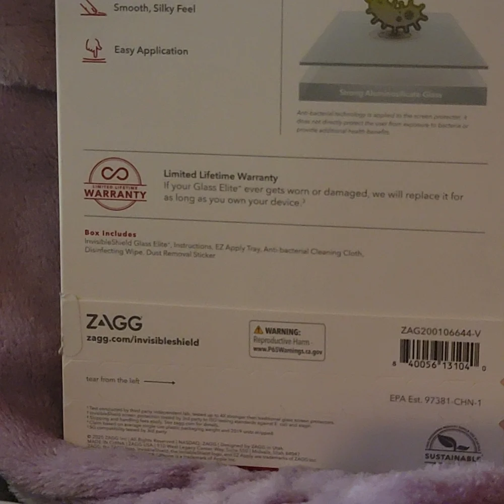 InvisibleShield Glass Elite＋ * antimicrobial * screen protector * iPhone * NWT